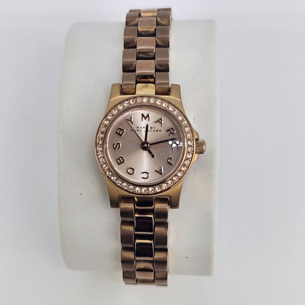 Marc Jacobs‎ Women's Watch 20MM Gold Dial Gold Bracelet Band 5.75" New Battery